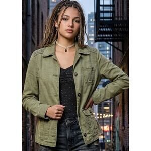 Vintage Y2K Olive Green Boho Grunge Shirt/Shacket by Maurices